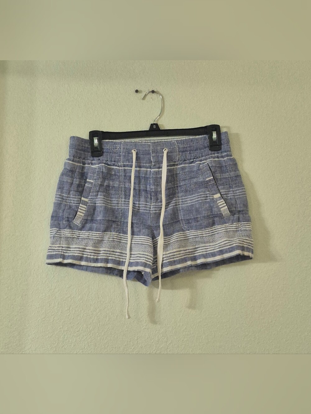 Lou & Grey Blue and White Striped Drawstring Lounge Shorts
